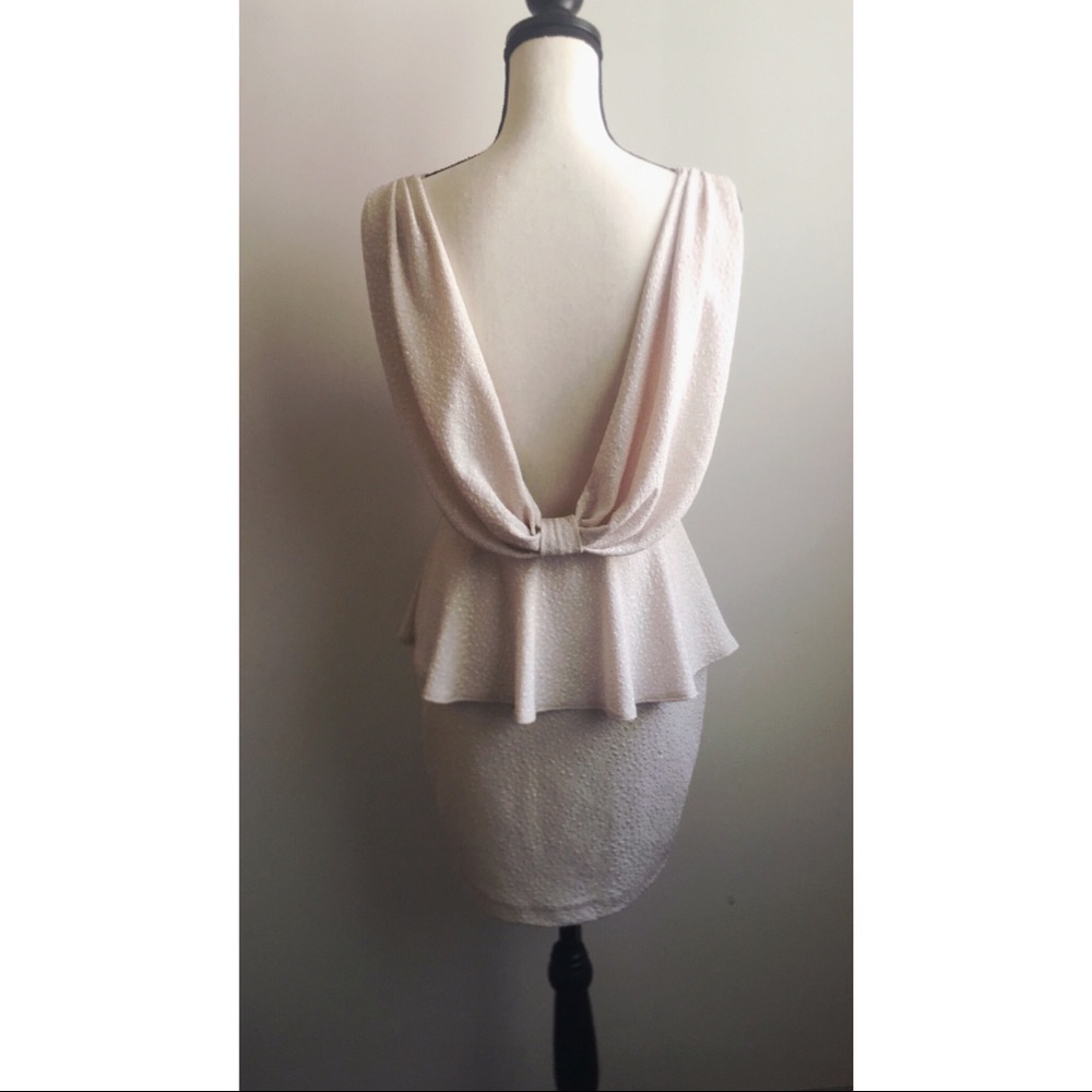 White/ Cream Sparkly Backless Ruffle Dress Large